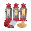 Shintop 12pcs Red Burlap Wine Gift Bags with Window and Tags