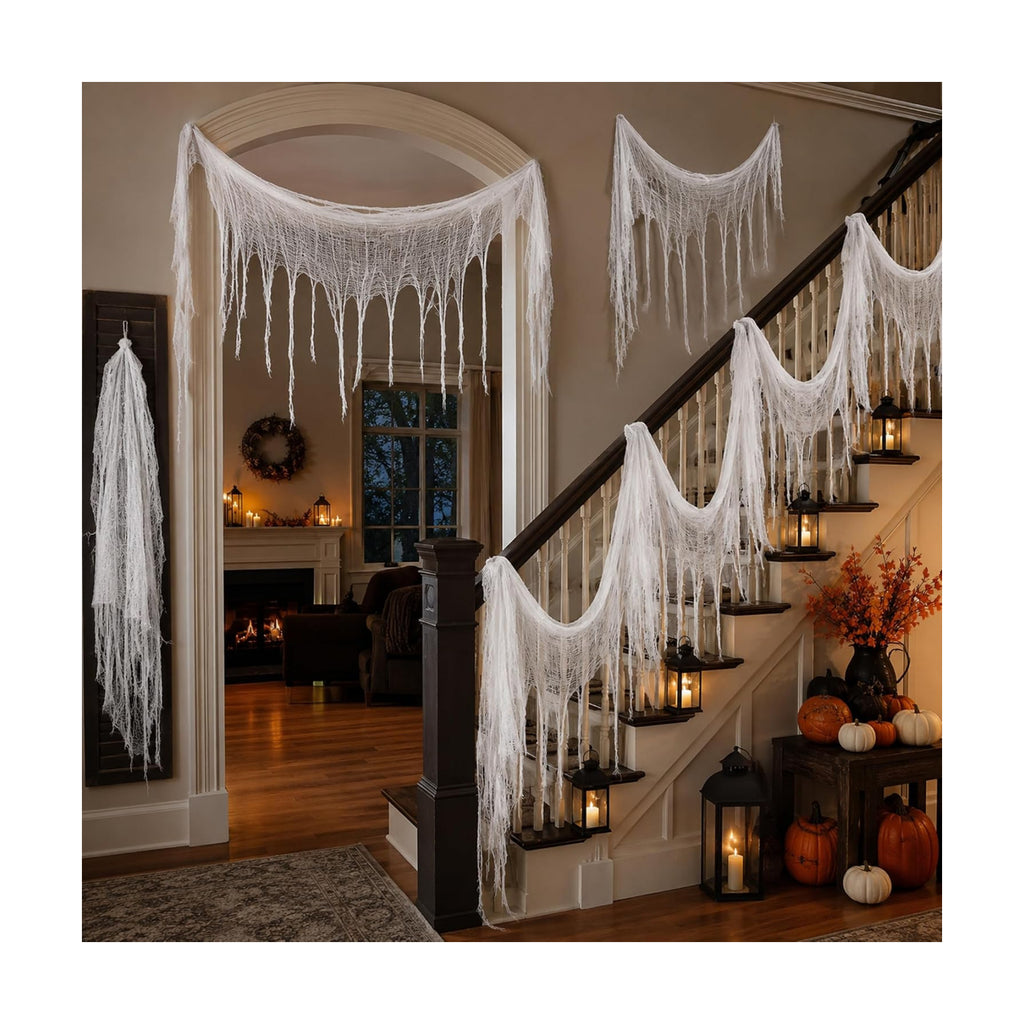 Yobbai 6 Pack White Creepy Cloth - Halloween Decorations - 30X72 Inch Spooky Fabric - Cotton - DIY Halloween Decor