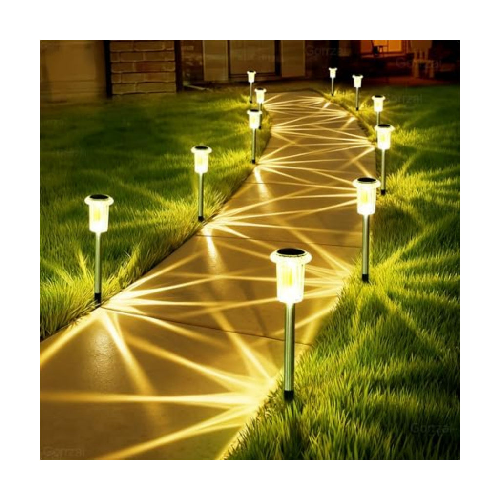 10 Pack Solar Lights Outdoor Waterproof Pathway Lights, Warm White