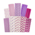 Purple Paper Straws for Drinking Purple Disposable Straws 150pcs Disposable Straws Bulk（10 Pattern） qiqee