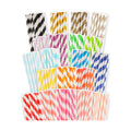 qiqee 200-pack Multi Stripe Rainbow Drinking Paper Straws Disposable Straws Bulk (20-Multi Color)