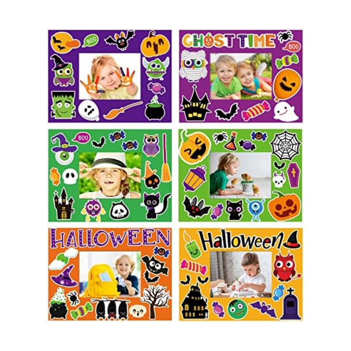 30 Packs Halloween Arts and Crafts for Kids Picture Frame Craft Kits Photo DIY Craft Set Bulk Pumpkin Maple Leave Turkey Stickers Children Classroom Kindergarten Preschool Game Activities Ages 4-12