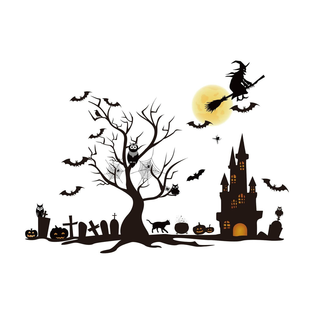 TaoBary 4 Sheet Large Halloween Window Clings Double Sided Witch Pumpkin