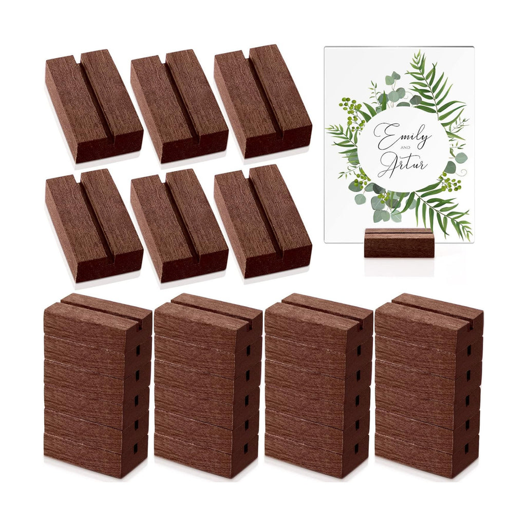 Roowest 25 Pcs Wood Place Card Holder 2 Inch Rustic Table Number Holders