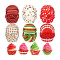 Potchen 600 Count Christmas Cupcake Liners Red Green Berry Snowflake Print Baking Cups Disposable Cupcake Wrappers Christmas Theme Muffin Liners Cupcake Holders for Xmas Party Supplies (Snowflake)