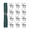 Silver Reindeer Napkin Rings Set of 12, Christmas Deer Ring Holders With Silver Buckle, Alloy Metal Napkin Rings For Holiday Party Table Setting