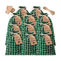 Shappy 24 Pcs Christmas Drawstring Gift Bags Xmas Buffalo Plaid Burlap Advent Bags 10 x 8 Inches Linen Treat Candy Bag with 32.8 ft Rope 24 Card(Black Green Snowflake)