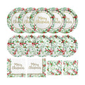 Christmas Party Supplies, Serve 50, Christmas Seasonal Holly Tableware Includes: Paper Dinner Plates, Dessert Plates, Luncheon Napkins and Beverage napkins, Great for Party Decorations