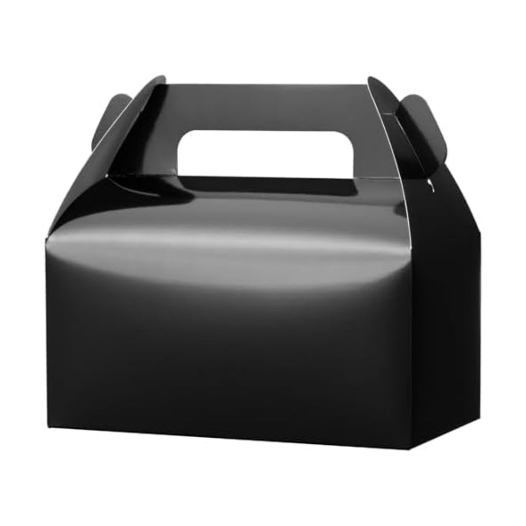 UnicoPak 30 Pack Black Gable Treat Boxes, Party Favor Boxes, Gift Boxes for Kids, for Snacks, Candy, Toys, Birthday Party, Wedding, Halloween, Christmas – 6.5x3.5x3.5 Inches