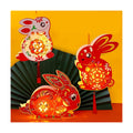 Mid-Autumn Festival Decoration 3pcs Rabbit DIY Hanging Lanterns Cute Bunny Moon Festival Ornament Hand-Held Portable Lantern Holiday Decor Lunar Year Spring Festival Decor