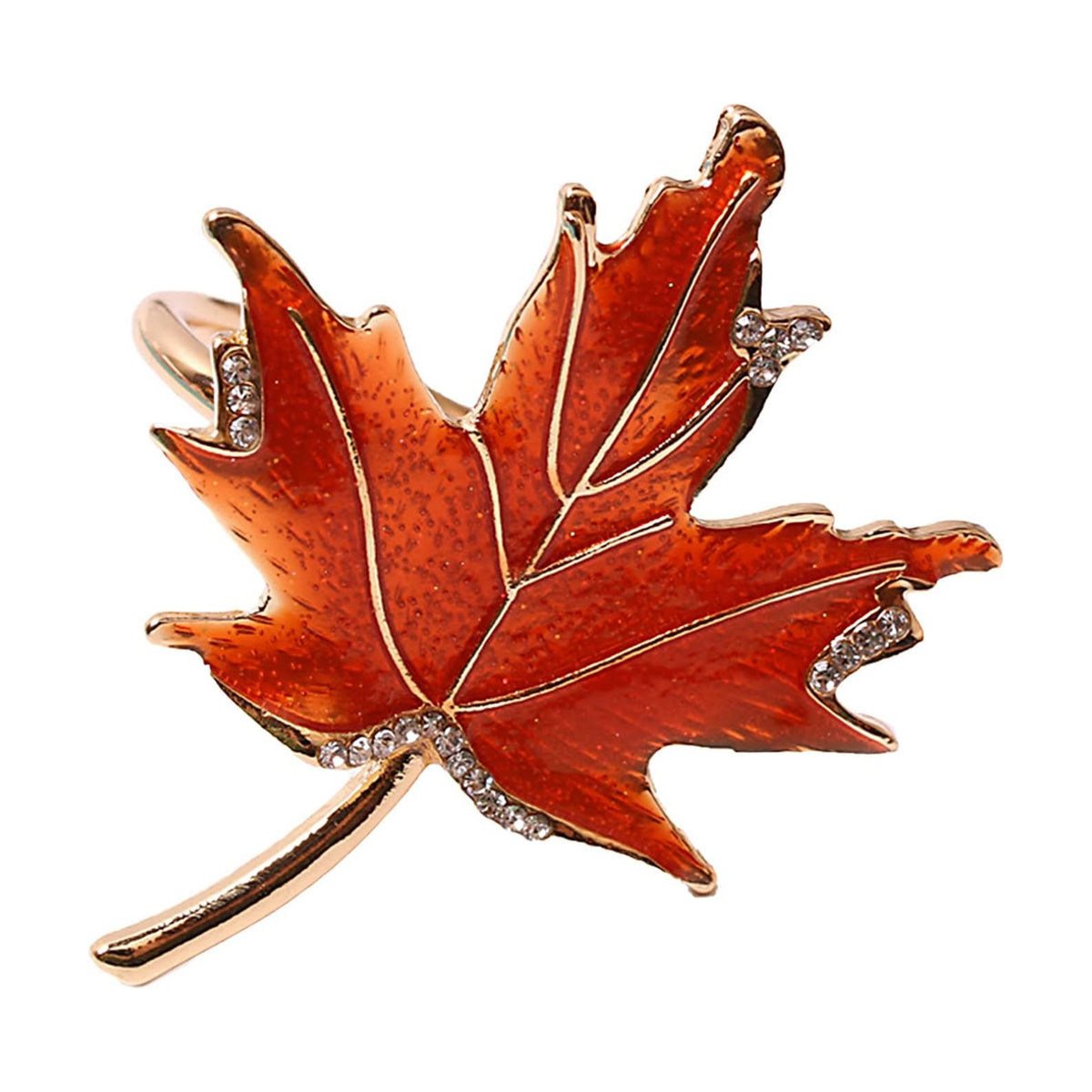 6 Pcs Maple Leaves Napkin Ring, Fall Metal Napkin Ring Holder Maple Leaves Serviette Buckle Holder Autumn Leaf Napkin Buckle for Harvest Season Thanksgiving Fall Decoration (Orange- 6pcs)
