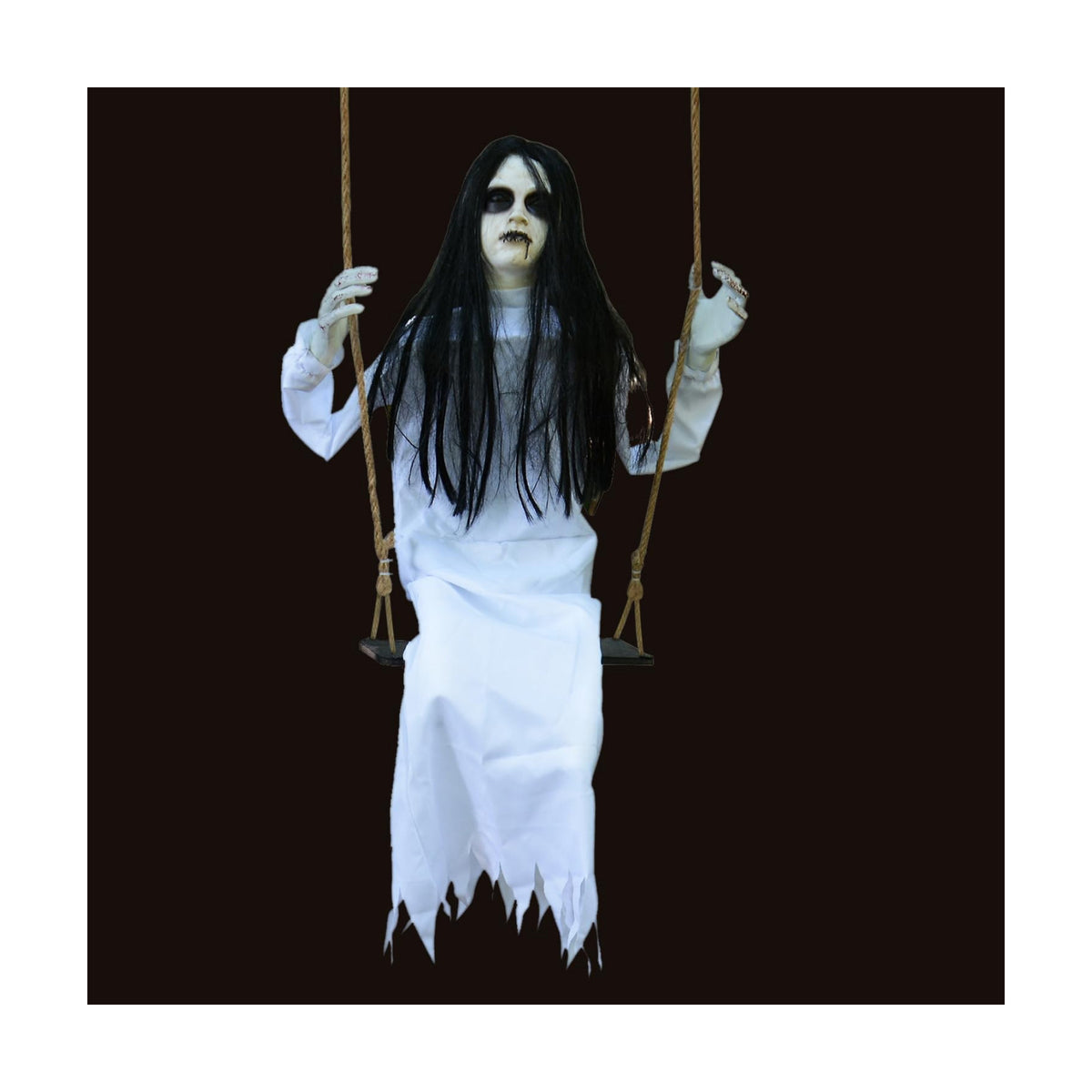 PARTYGEARS Halloween Decorations Props Hanging Swinging Girl with Creepy Expressions, Hanging Ghosts The Best Indoor and Outdoor Scary Decorations for Halloween(White)
