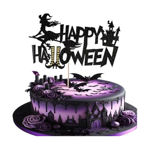 1 Pack Happy Halloween Cake Topper Witch Leg Cake Picks Trick or Treat Halloween Theme Baby Shower Kids Birthday Party Cupcake Decorations Supplies