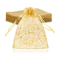Staruby Organza Gift Bags 50pcs Gold Sheer Bag 6x8 Inch Mesh Favor Bags