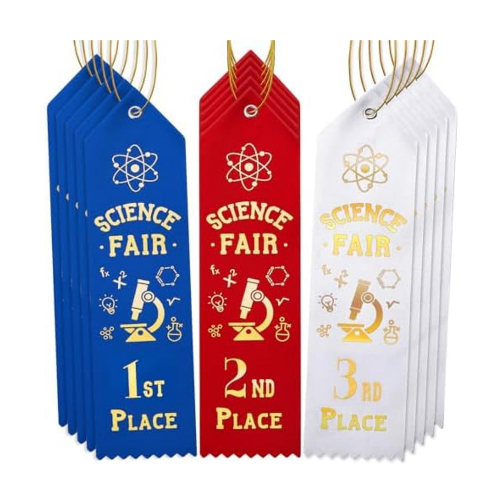 Taiyin 45 Pcs Science Fair Award Ribbons 1st, 2nd, 3rd Place Participation Prize Winner Recognition Ribbons with Event Card and Rope for Competition Sports Contest Prize Ornaments Blue Red and White