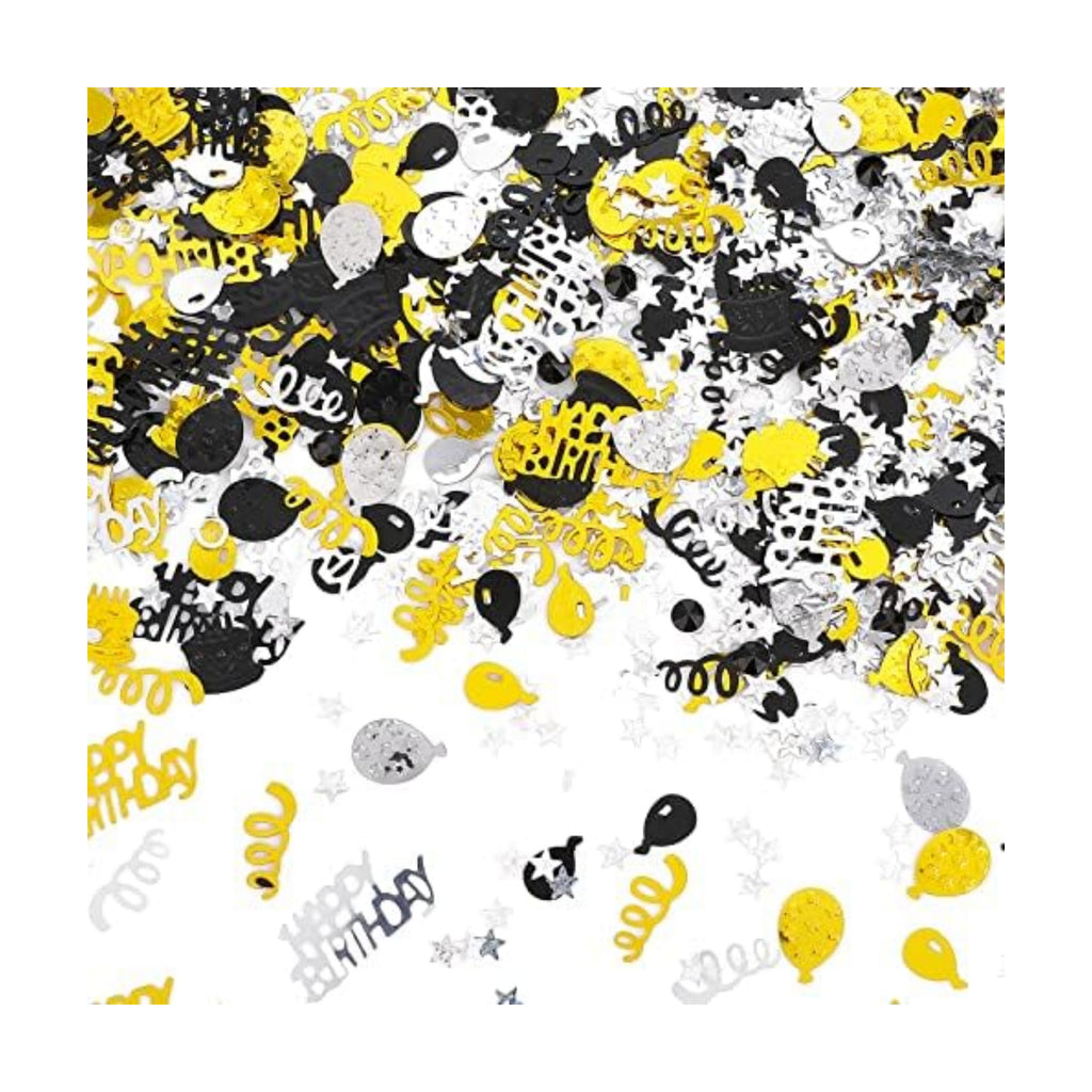 3000 Pieces Happy Birthday Confetti Glitter Confetti Birthday Cake Confetti Table Scatter Confetti Black Gold and Silver Party Decorations Supplies for Birthday Party, Baby Shower