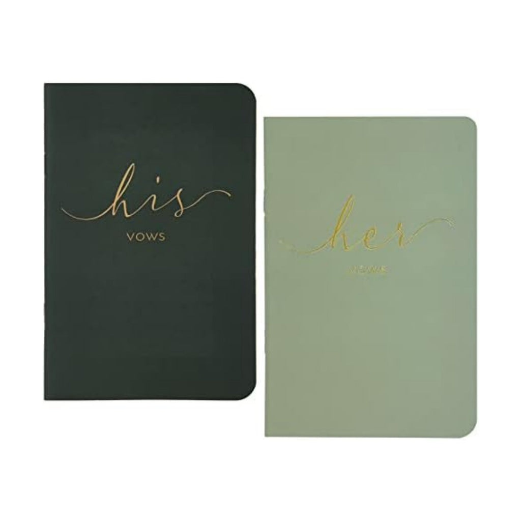 Wedding Vow Books His And Hers, Officiant Book For Wedding Ceremony, Gold Foil Wedding Notebook Bride Groom Booklet For Wedding Gifts, 28 Pages, 5.9" X 3.9", Wedding Journal, Green