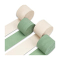 PartyWoo Sage Green Crepe Paper Streamers 4pcs 328 FT White Streamers