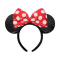 UNSPAZ Mouse Ears Headbands, Sequin Mouse Ears for Women Girls Boys, Shiny Bow Headband for Cosplay Costume Party Decorations Hair Accessories (Polka Dots)
