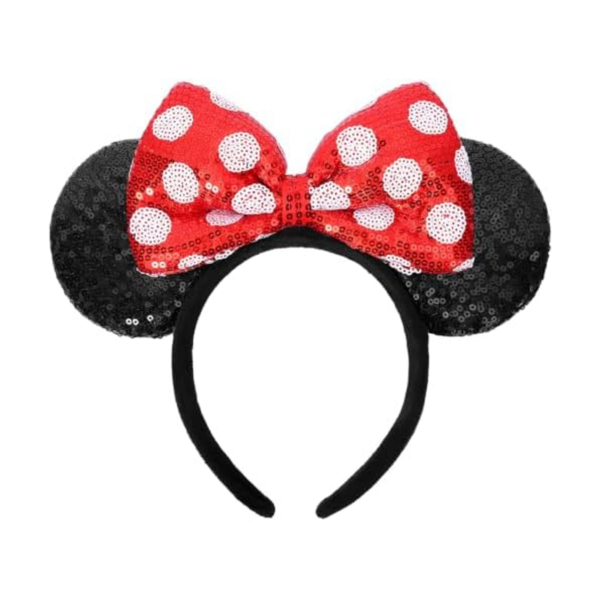 UNSPAZ Mouse Ears Headbands, Sequin Mouse Ears for Women Girls Boys, Shiny Bow Headband for Cosplay Costume Party Decorations Hair Accessories (Polka Dots)