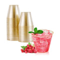 JOLLY CHEF 50 Pack 9 oz Glitter Plastic Cups, Disposable Gold Cups, Clear Plastic Tumblers for Weddings Thanksgiving, Christmas Parties