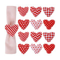 Red Love Napkin Rings Set of 12, Heart Cloth Napkin Rings Holder with Wooden Buckles for Valentine's Day, Mother's Day, Wedding, Anniversary Dinners, Parties Table Decoration