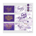 Decorably 24 Pack Glittery 6x4in Purple Thank You Cards with Envelopes