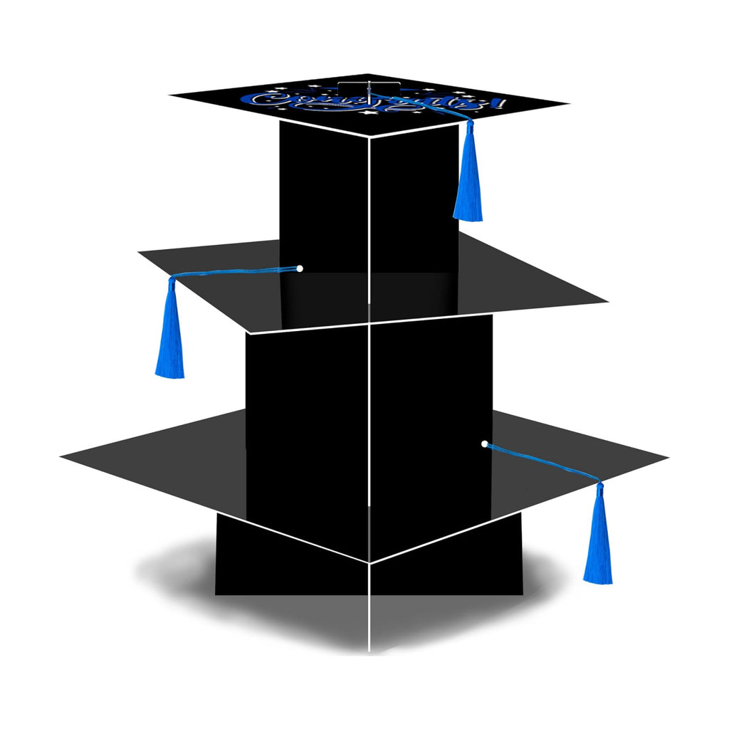 KALEFO Graduation Decorations 2026 Graduation Cap Cupcake Stand with Tassel Grad Party Favors Table Decor Grad Supplies (Blue)