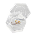 Engraved Wedding Ring Boxes for Ceremony Acrylic Ring Bearer Box for Wedding Proposal Engagement (Hexagon D)