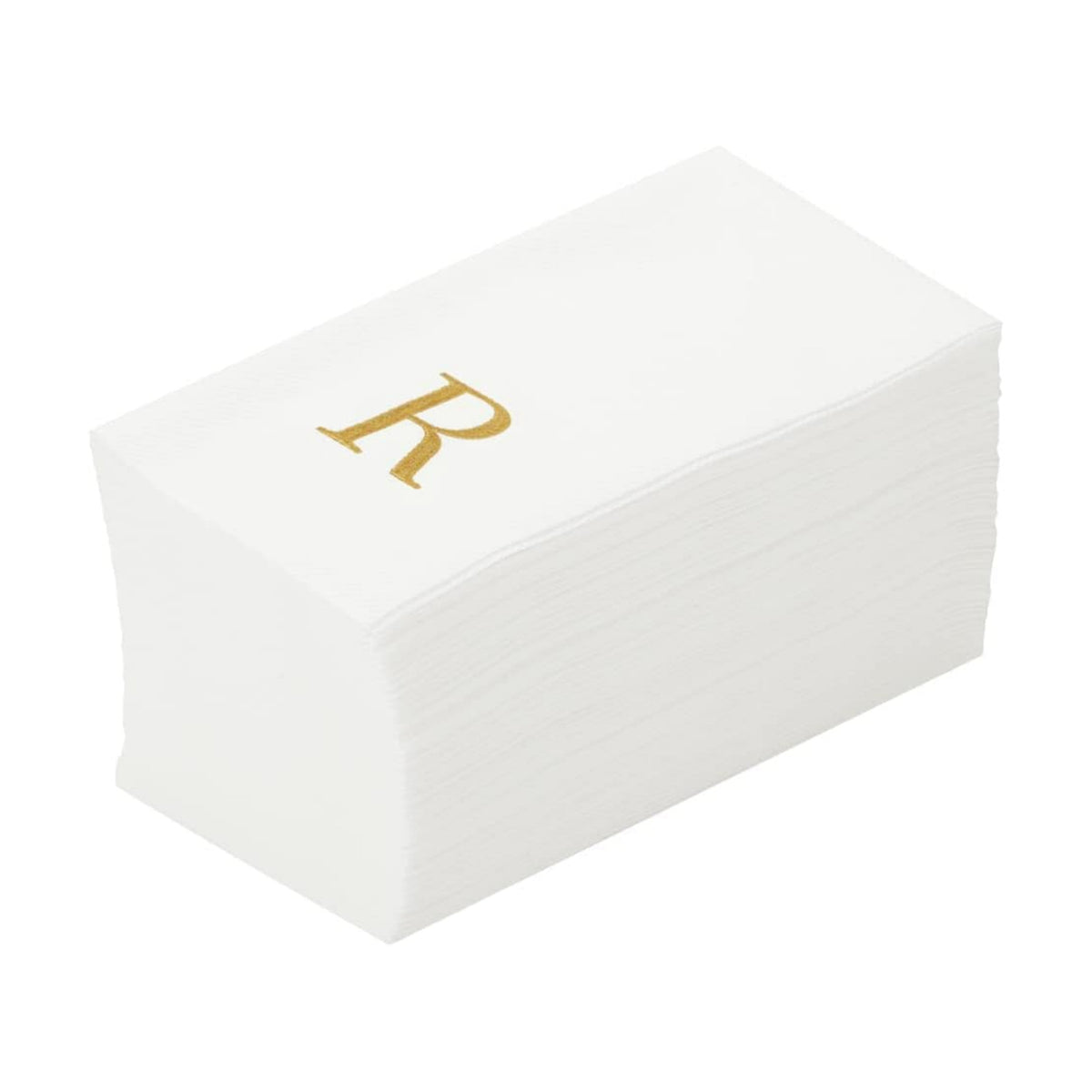 Luxenap 15.8 X 7.9 Inch Linen-Feel Guest Towels, 2000 Lettered Hand Towels - Gold Letter 'R', Sans Serif Font, White Paper Dinner Napkins, airlaid, For Restrooms And Tables