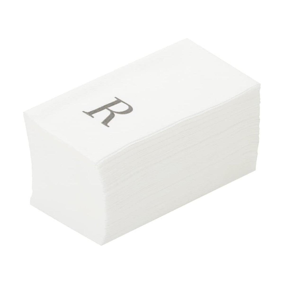 Luxenap 15.8 X 7.9 Inch Linen-Feel Guest Towels, 50 Lettered Hand Towels - Silver Letter 'R', Sans Serif Font, White Paper Dinner Napkins, airlaid, For Restrooms And Tables - Restaurantware
