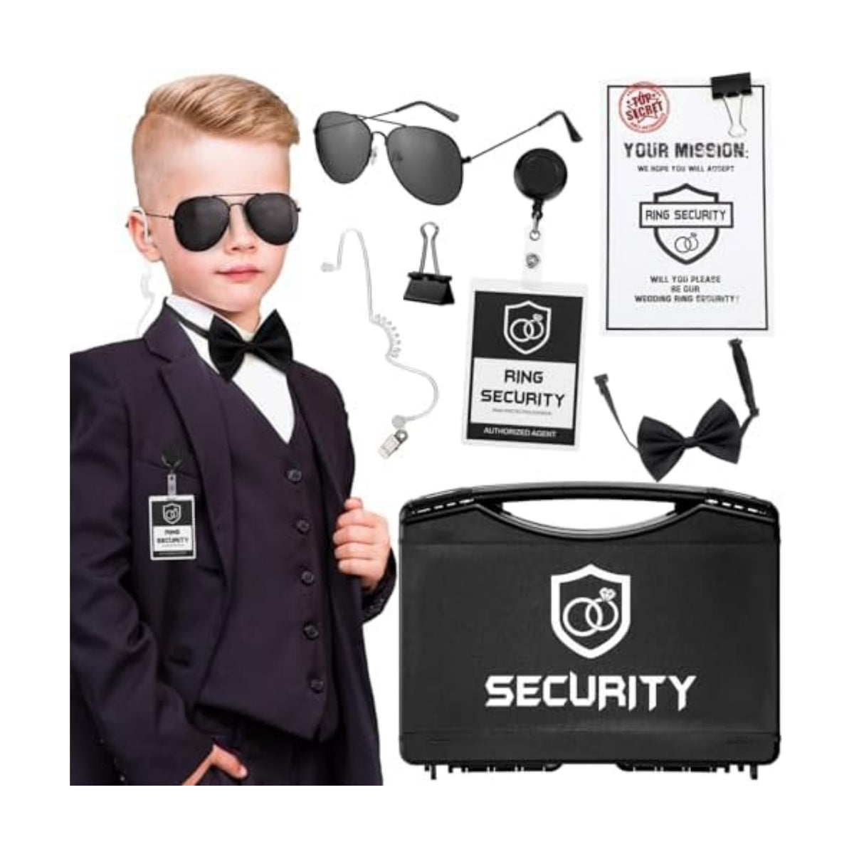 Mepase 7 Pcs Ring Security Wedding Ring Bearer Box,1 Pp Suitcase