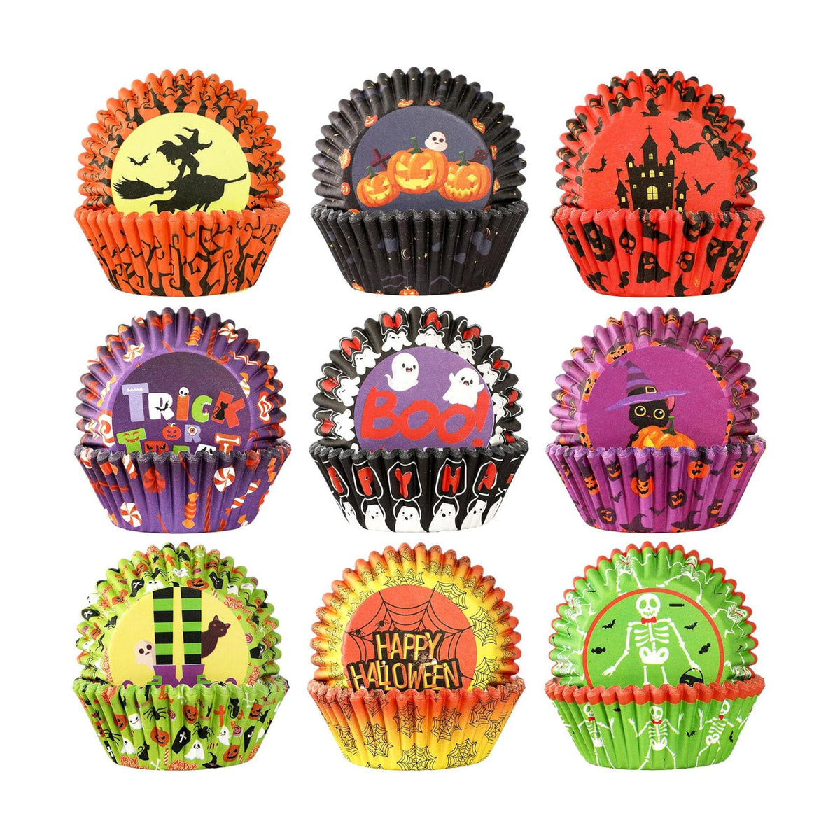 SANNIX 450pcs Halloween Cupcake Liners, Ghost Pumpkin Baking Cups Standard