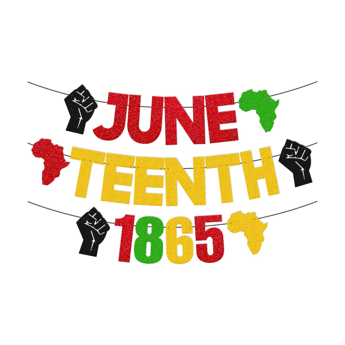 Juneteenth 1865 Banner Happy Juneteenth Black History Pride Independence Day Festival Party Decoration for Afro Africa American Celebrate June 19th Freedom Day Patriotic Party Supplies