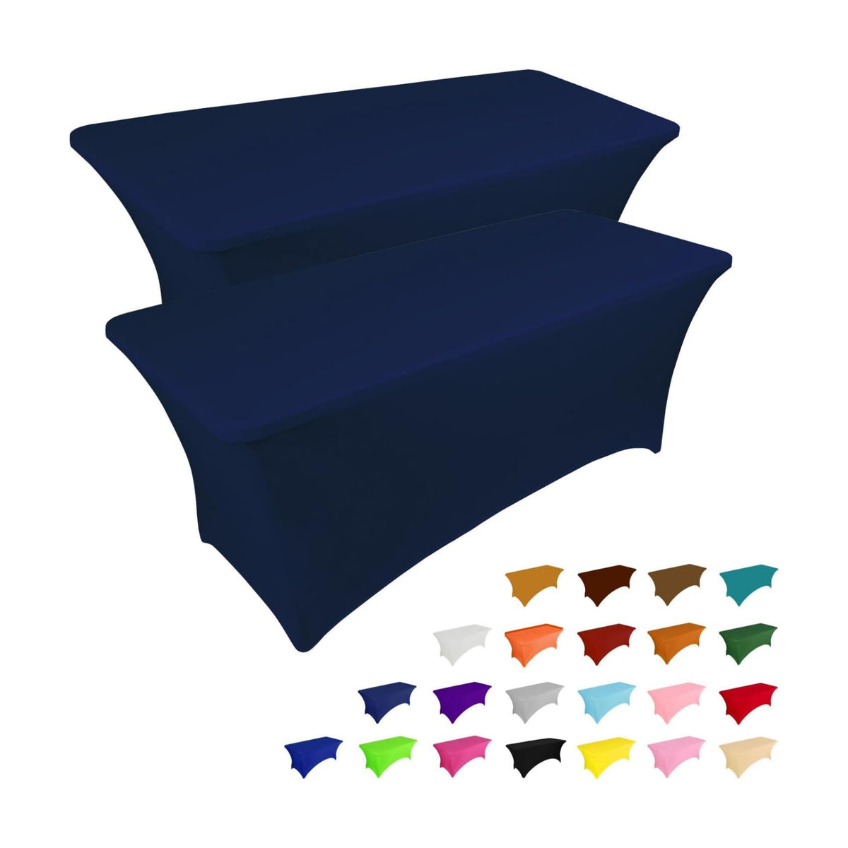 IVAPUPU 2 Pack 8FT Table Cloth for Rectangular Spandex Jean Blue Cover