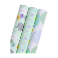 MAYPLUSS Baby Shower Wrapping Paper - 17" X 120" Per roll - Cute Little Boy Green Elephant Animal Design Birthday Joyful Celebration Gift Wrapping Paper for Baby Shower, Party, New Baby Birth