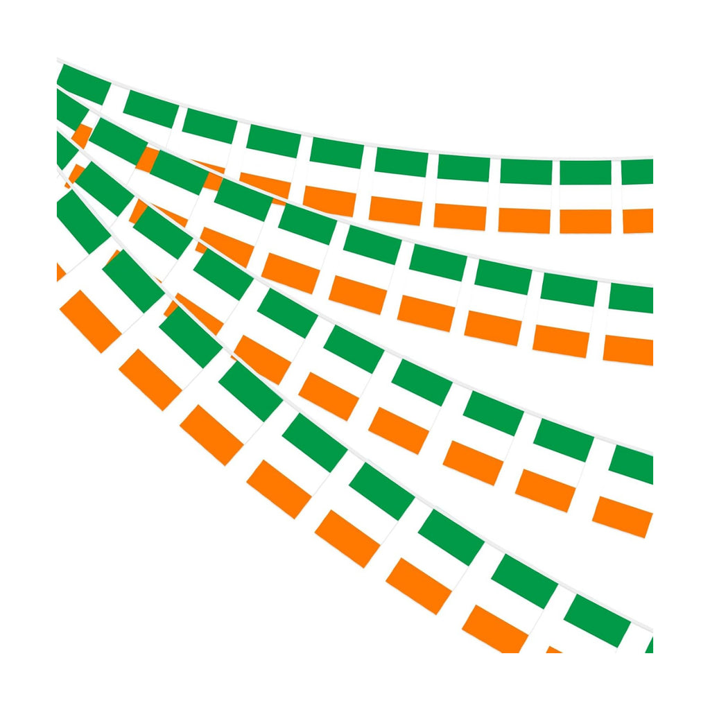 AhfuLife 60 Pcs Irish String Flags for St. Patrick's Day Party Decorations, Small Ireland Flag Bunting Banner- Double Sided for Six Nations Rugby World Cup Soccer Party Decorations (5.5×8.3 Inch -66 Ft)