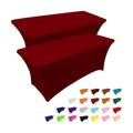 IVAPUPU 2 Pack 8FT Table Cloth for Rectangular Spandex Burgundy Table Cover