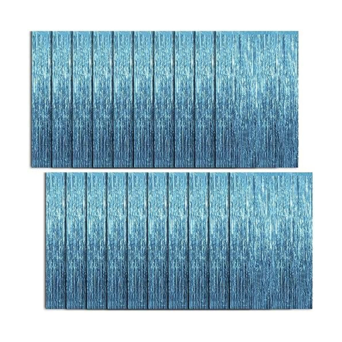 20 Pack Foil Curtain Backdrop Blue Metallic Tinsel Foil Fringe Curtains Photo Booth Props for Birthday Wedding Engagement Baby Shower Bachelorette Christmas Holiday Celebration Party Decorations