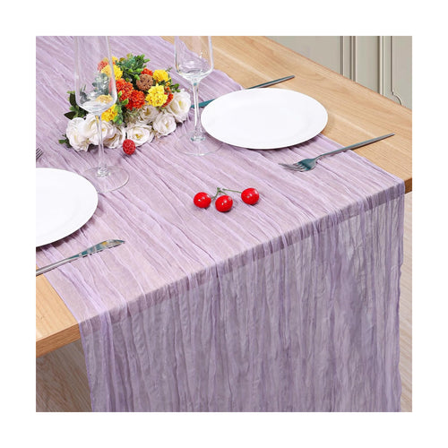 1 Pack Cheesecloth Table Runner 10Ft Christmas Gauze Boho Table Runners for Wedding Decor Bridal Shower Decorations Baby Shower Party(35" x 120")