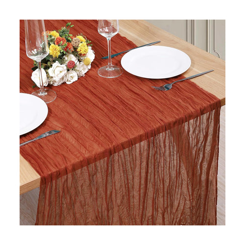 1 Pack Cheesecloth Table Runner 10Ft Christmas Gauze Boho Table Runners for Wedding Decor Bridal Shower Decorations(35" x 120")