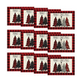 Artoid Mode Red and Black Buffalo Plaid Christmas Trees Placemats Set of 12, 12x18 Inch Winter Table Mats for Outdoor Home Party Kitchen Dining Decor