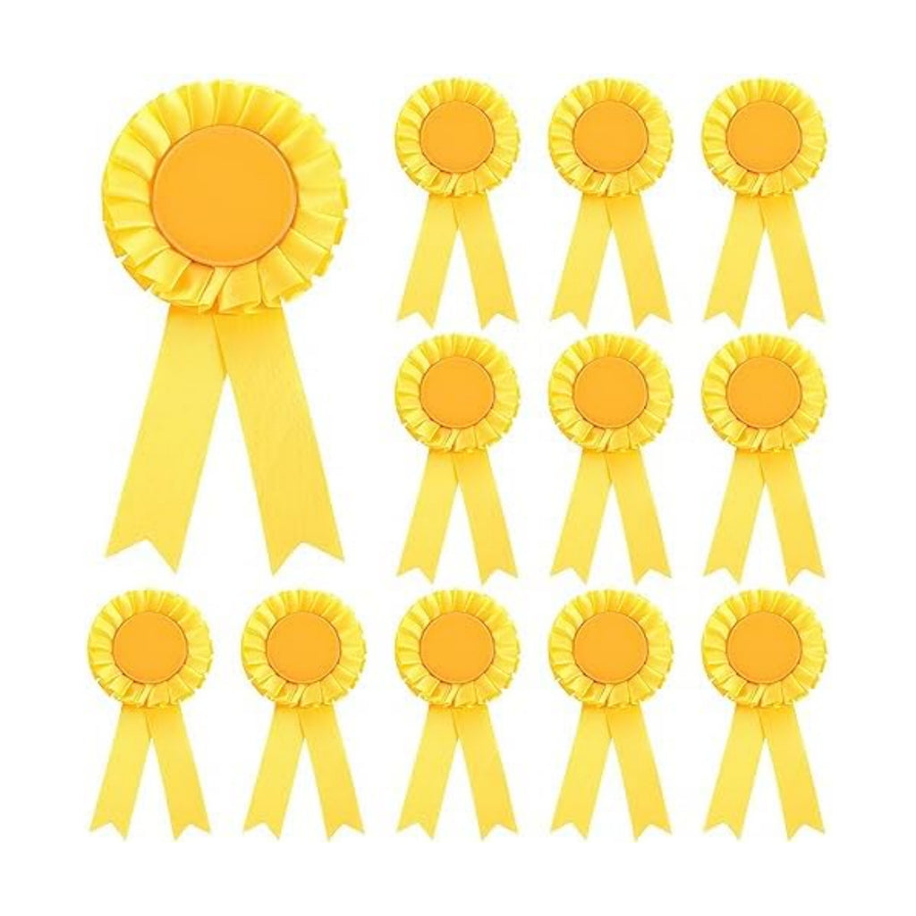 Hanaive 12 Pcs Blank Award Ribbon 9st Place Prize Rosette,Yellow