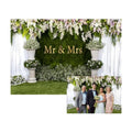 YongFoto Mr and Mrs Wedding Party Backdrop 7x5ft Floral Grass Wall White Sheer Curtain Flower Arch Photography Background Lover Marriage Proposal Bridal Shower Reception Photo Booth Props Banner