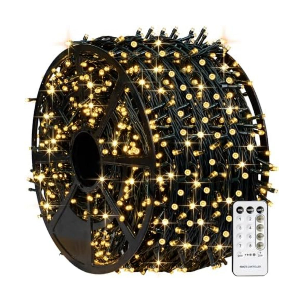 TW SHINE Christmas Lights, 1000 LED 328FT Christmas Tree Lights Plug in with 8 Modes, Remote Waterproof Christmas String Lights Outdoor Indoor Decorations for Xmas Party Yard Decor, Warm White