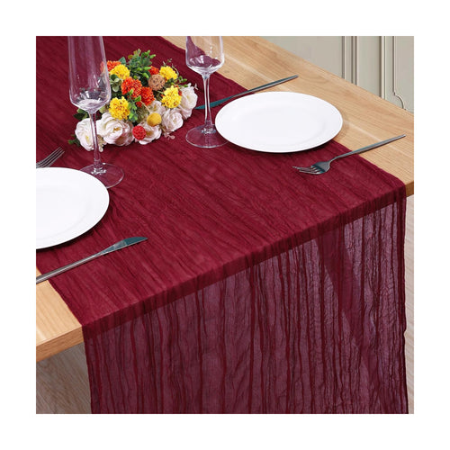 1 Pack Cheesecloth Table Runner 10Ft Christmas Gauze Boho Table Runners for Wedding Decor Bridal Shower Decorations Baby Shower Party(35" x 120")