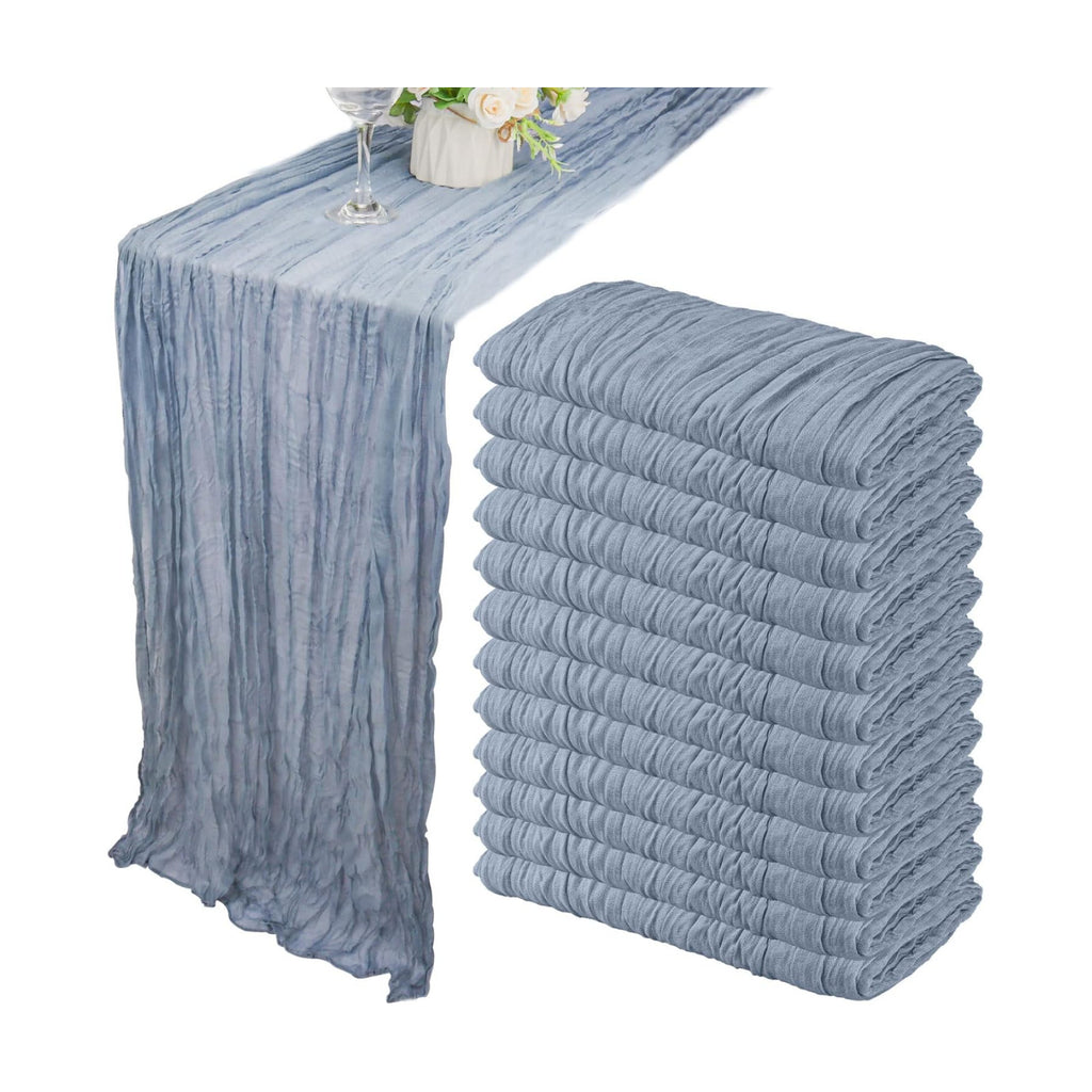 35x72 Inch Dusty Blue Cheesecloth Table Runner Boho Wedding Party Decor