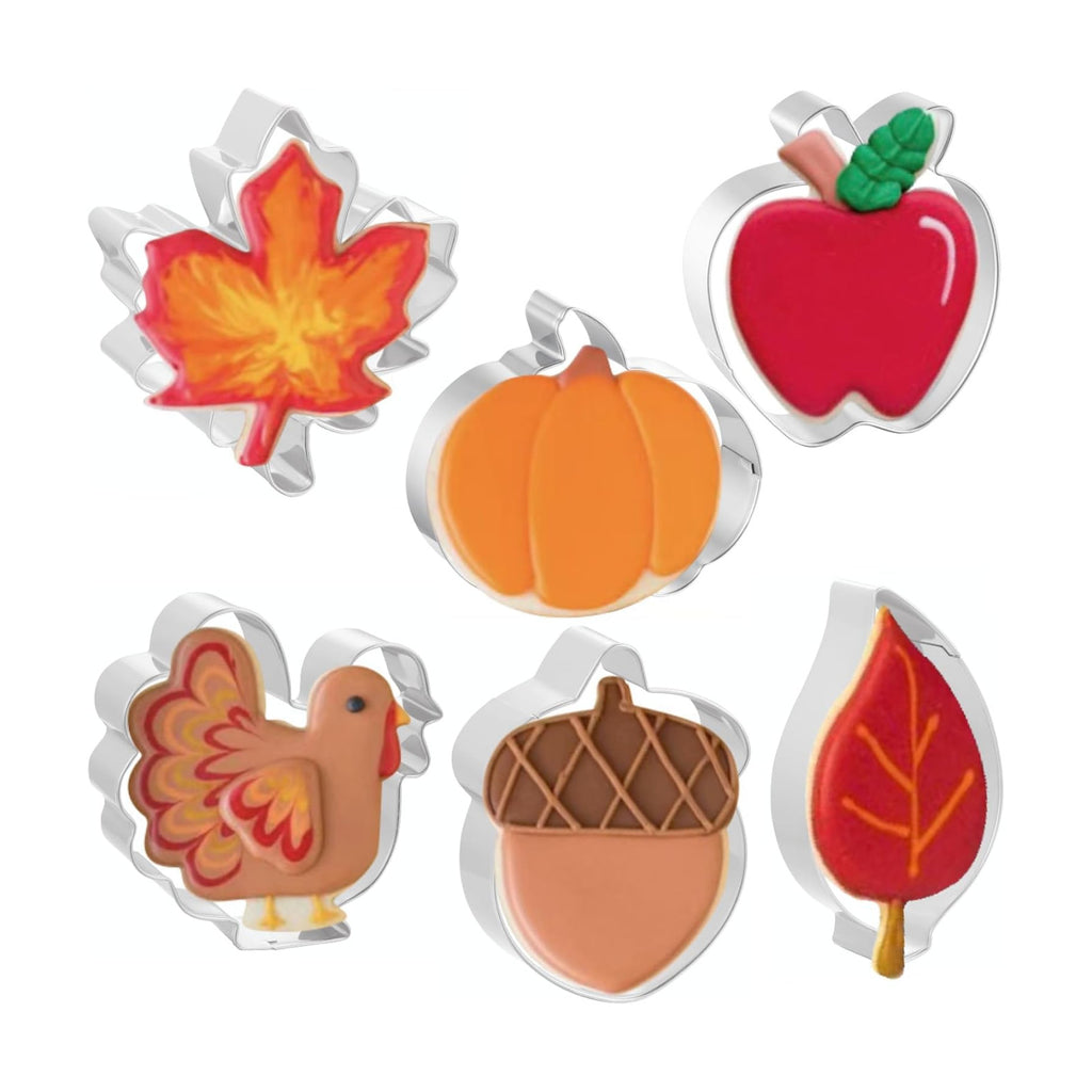 JOB JOL Fall Thanksgiving Cookie Cutters 6 PCS, 3'' to 3.6''