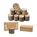 12Pcs Rustic Wood Place Card Holders with 15Pcs Kraft Place Cards, Wooden Tables Number Holder, Table name card holders Photo Clips, for thanksgiving Wedding Birthday Party.