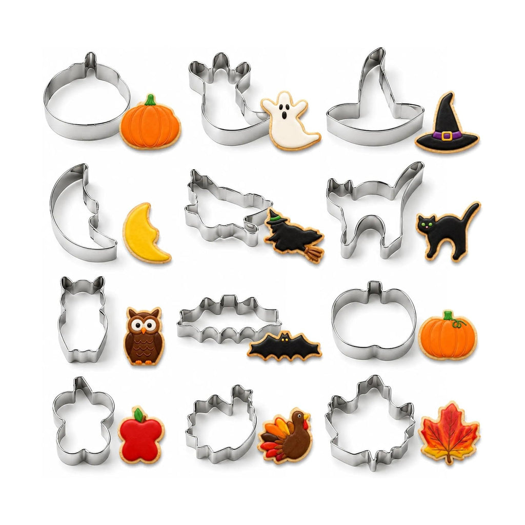 Mini Halloween Cookie Cutters Set,12 Pcs Stainless Steel Holiday Shapes